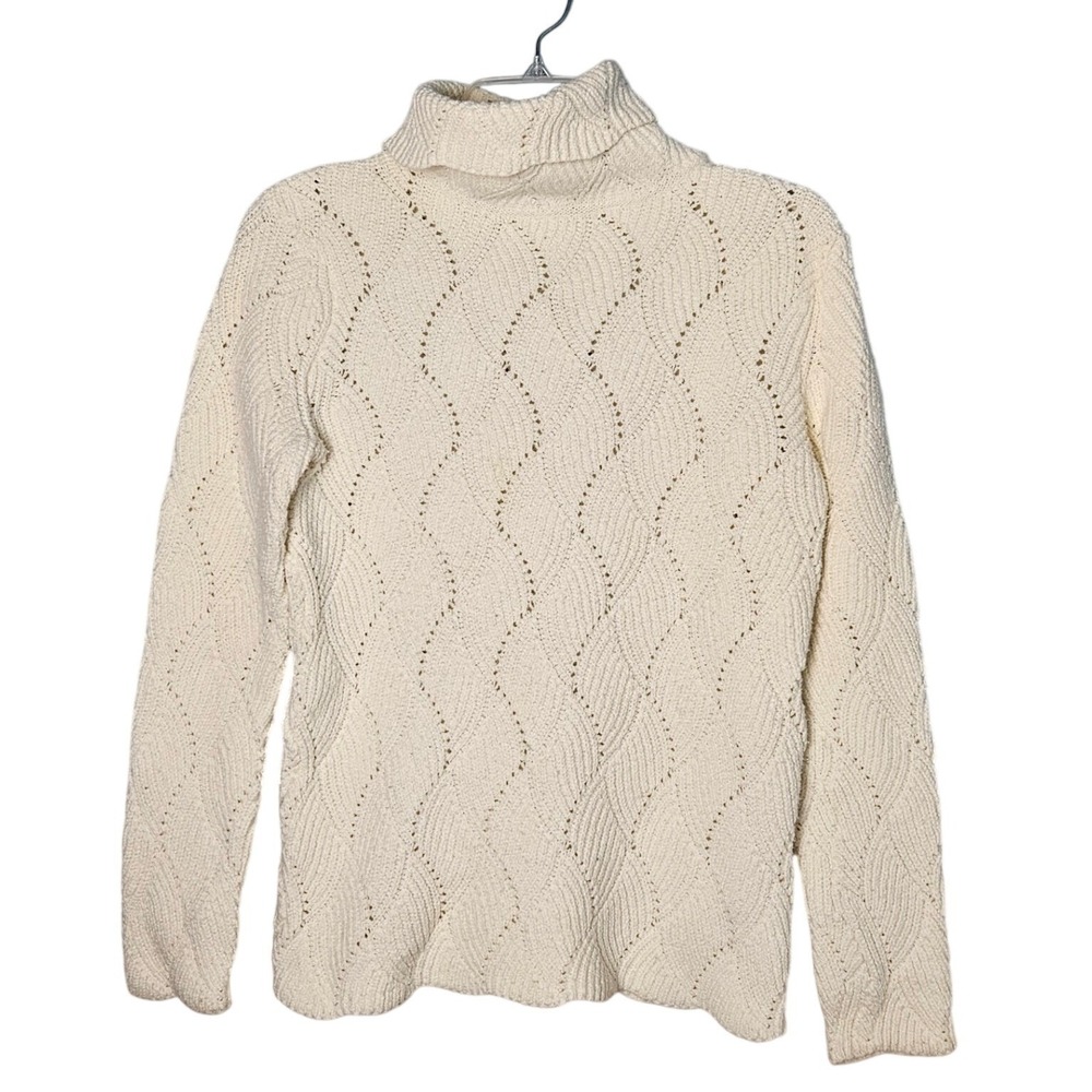 Sundance Cotton Legends Turtlneck Sweater White Womens Medium